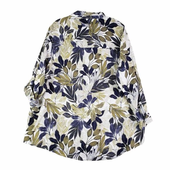 Tahari Shirt Linen Tropical Button Up Women’s Plus Size 2X Long Sleeve Resort - Picture 3 of 11